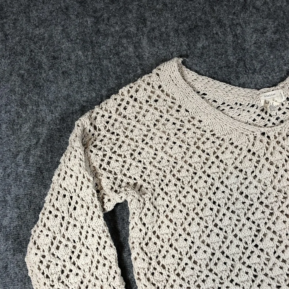 Artelier Nicole Miller Sweater‎ Womens Large Cream Open Knit Crochet